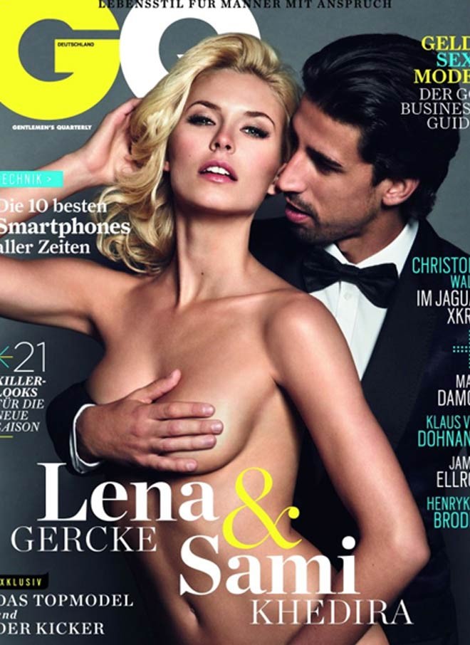 Cảnh nóng của Sami Khedira và Lena Gercke trên trang bìa tạp chí GQ còn nóng hơn cảnh bán nude của tiền đạo Công Vinh và ca sĩ Thủy Tiên trước đây.